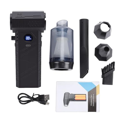 Compressed Air Duster, 150000 RPM Super Power Rechargeable Brushless Motor Cordless Turbo Fan with LED Display and Light Adjustable Jets Dry Cleaning Kit for PC Car Outdoor