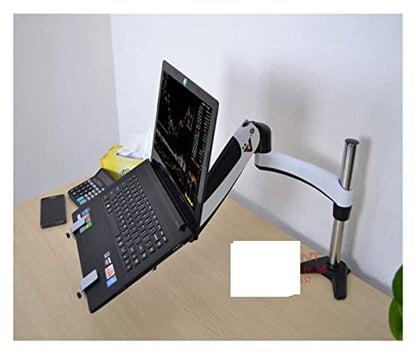 DL-GM112-LP1 Full Motion Aluminum Air Press Gas Spring Dual Arm Laptop Desktop Mount Swivel Grommet Hole Clamp Notebook Tray(for 0-120mm Desk) - color: For 0-120mm Desk