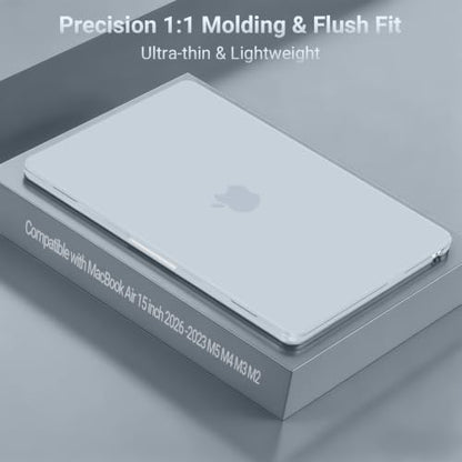 MOSISO Compatible with MacBook Air 15 inch Case M5 2026 M4 M3 M2 2025-2023 | A3448 A3241 A3114 A2941, Scratch-Resistant Protective Hard Shell Case&Keyboard Cover&ScreenFilm&Pouch, Baby Blue - color: Baby Blue