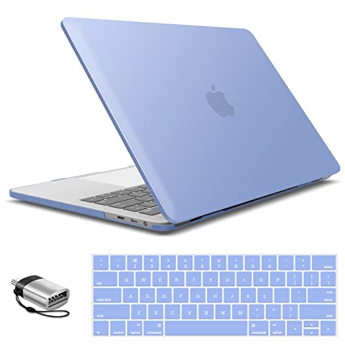 IBENZER Compatible with MacBook Pro 15 Inch Case A1990 A1707, Hard Shell Case with Keyboard Cover & Type C Adapter for Mac Pro 15 Touch Bar, Serenity Blue, T15SRLL+1TC - color: Serenity Blue, size: For Macbook Pro 15" with Touch Bar A1707&A1990
