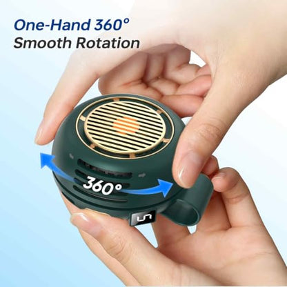 360° Rotatable Clip-On Fan, Quiet Portable Personal Fan with LED Speed Display, 5 Adjustable Wind Levels from Gentle Breeze to Strong Airflow for Outdoor & Office - color: green