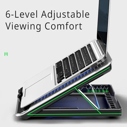 16-Inch Laptop Cooling Pad with Quiet Independent Fan – Adjustable Cooling Stand for 12-17 Inch Laptops, Gaming Notebooks & PCs – Ergonomic Height-Adjustable Design for Optimal Airflow & Comfort
