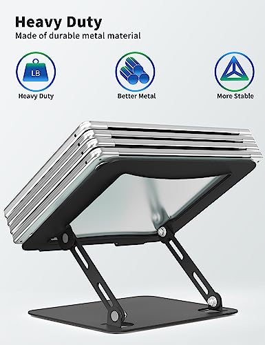 SOUNDANCE Laptop Stand for Desk, Portable Adjustable Laptop Riser, Ergonomic Design Computer Holder, Metal Laptop Mount Elevator Compatible with 10 to 15.6 Inches PC Computer, Black - color: A-Black