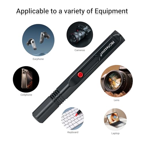 PROfezzion Double-Ended Lens Cleaning Pen for Electronics, Black | Soft Brush & Silicone Wiper Included, for Electronics, Earbuds, Laptop, Cell Phone, Keyboard, Camera Lens, Easy to Carry