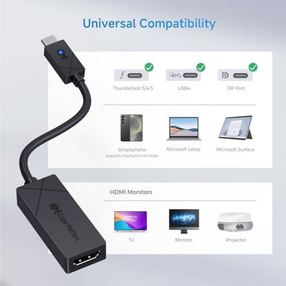 Cable Matters [Designed for Microsoft Surface] USB C to HDMI 2.1 Adapter | 4K@240Hz / 8K@60Hz HDR, Compatible with Surface Pro/Laptop/Book with USB-C or Thunderbolt 4