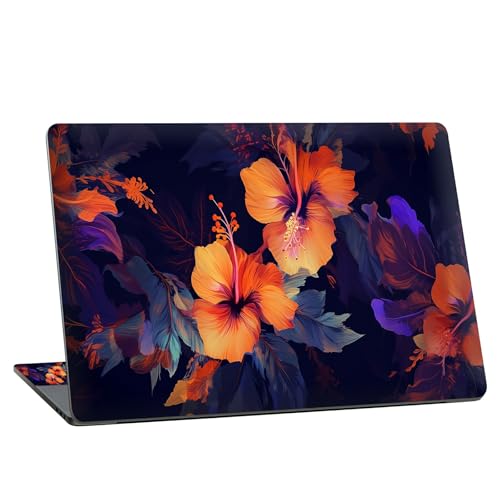 Universal Laptop Skin Sticker with 2 Wrist Pad Skins, Waterproof Scratch Resistant Vinyl Laptop Cover Decal, Cut to Fit for 11–15.6 Inch MacBook HP Dell Lenovo, Hibiscus Flower - color: Hibiscus Flower