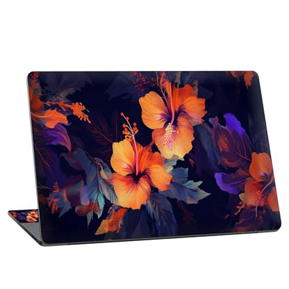 Universal Laptop Skin Sticker with 2 Wrist Pad Skins, Waterproof Scratch Resistant Vinyl Laptop Cover Decal, Cut to Fit for 11–15.6 Inch MacBook HP Dell Lenovo, Hibiscus Flower - color: Hibiscus Flower