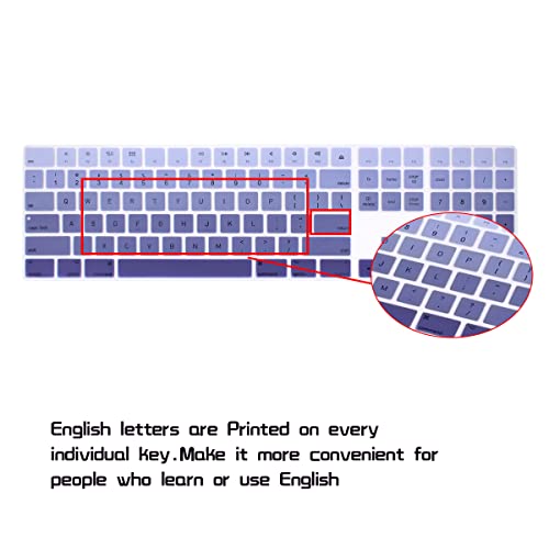 HRH Ombre Dark Purple Silicone Keyboard Cover Keypad Skin for Magic Keyboard with Numeric Keypad A1843 MQ052LL/A Released in 2017 (US Layout) - color: Ombre Dark Purple
