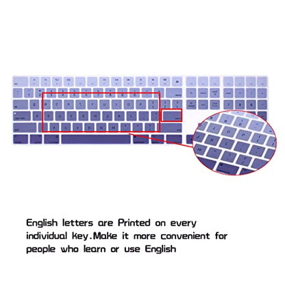 HRH Ombre Dark Purple Silicone Keyboard Cover Keypad Skin for Magic Keyboard with Numeric Keypad A1843 MQ052LL/A Released in 2017 (US Layout) - color: Ombre Dark Purple