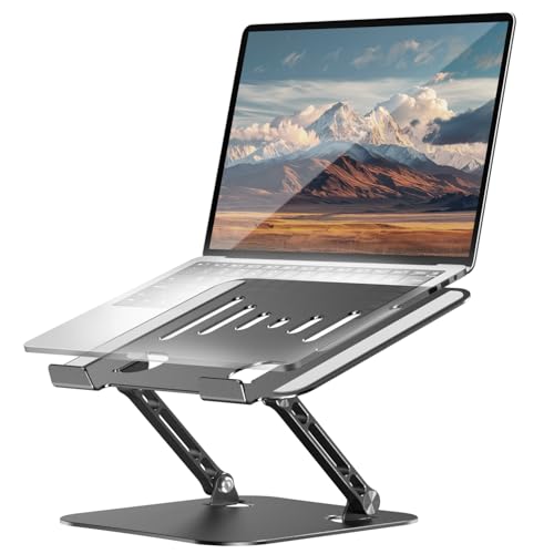 Adjustable Laptop Stand, Aluminum Portable Laptop Riser for Desk Foldable, Ergonomic Computer Notebook Stand Holder for MacBook Air Pro, Dell XPS, HP and All 10–17 Inch Laptops, Black - color: Black