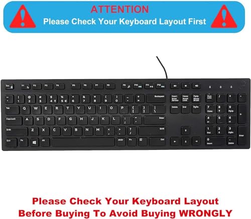 Keyboard Cover for Dell KM636 Wireless Keyboard & Dell KB216 Wired Keyboard & Dell Optiplex 5250 3050 3240 5460 7450 7050 & Dell Inspiron AIO 3475/3477/3670 All-in one Desktop Keyboard Skin-Black - color: Black