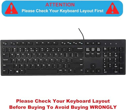 Keyboard Cover for Dell KM636 Wireless Keyboard & Dell KB216 Wired Keyboard & Dell Optiplex 5250 3050 3240 5460 7450 7050 & Dell Inspiron AIO 3475/3477/3670 All-in one Desktop Keyboard Skin-Black - color: Black
