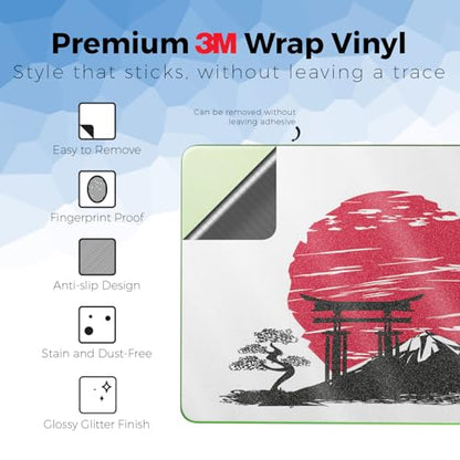 Glossy Glitter Laptop Skin Compatible with Apple MacBook Neo - Japanese Style - Premium 3M Vinyl Protective Wrap Decal Cover - Easy to Apply | Crafted in the USA by MightySkins - color: Japanese Style, size: MacBook Neo Full Cover Skin, style: Glossy Glit