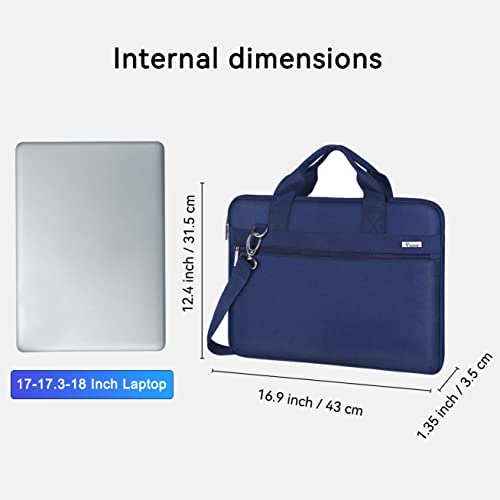 Voova Laptop Bag 17 17.3 Inch, 360° Protective Laptop Case Sleeve with Shoulder Strap Compatible with 17-18 Inch Lenovo Asus Acer Dell Hp, Waterproof Computer Bag Slim Briefcase for Men Women, Blue - color: Blue, size: 17-17.3 inch