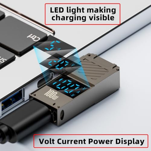 USB C to DC Adapter,USB C Female to DC 7.4x5.0mm HP Barrel Jack Plug PD 100W Laptop Fast Charging Adapter with Wattage Display - style: 7.4x5.0mm for HP