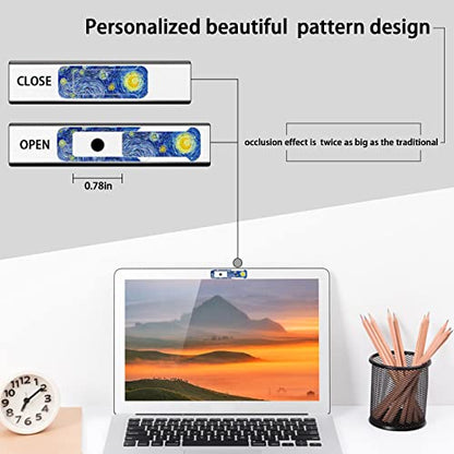 Webcam Cover, 3 Pieces, Laptop Camera Cover, Privacy Shielding Capacity is Twice as Big as The Traditional, Suitable for Computer Mobile Phones, laptops, Tablets and so on (Blue Pattern) - color: Blue pattern