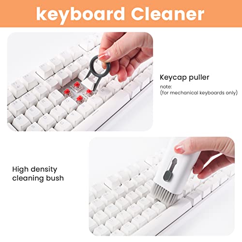 7 in 1 Electronic Cleaner kit, Cleaning Kit for Monitor Keyboard Airpods MacBook iPad iPhone iPod, Screen Dust Brush Including Soft Sweep, Swipe, Airpod Cleaner Pen, Key Puller and Spray Bottle - color: Grey