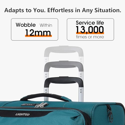 LIGHTGO 3 Piece Set Ultra Lightweight Softshell Suitcase with TSA Lock & 360° Silent Wheels - Water-Resistant, Expandable Luggage in 20in, 24in, 28in Sizes for Easy Travel(Turquoise) - color: Turquoise, size: 3 pack