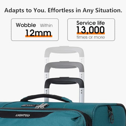 LIGHTGO 3 Piece Set Ultra Lightweight Softshell Suitcase with TSA Lock & 360° Silent Wheels - Water-Resistant, Expandable Luggage in 20in, 24in, 28in Sizes for Easy Travel(Turquoise) - color: Turquoise, size: 3 pack