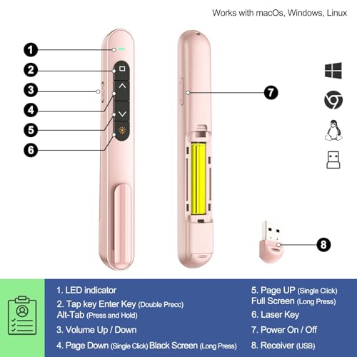 QUI Presenter Clicker Bundle | Pen-Shaped USB A Pink & Remote-Shaped USB A Black