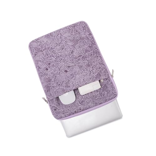 Kinmac 360° Protective Vertical Laptop Sleeve Case Cover Bag (Purple Flower PU, 12.5 inch-13.3 inch) - color: Purple Flower PU, size: 12.5 inch-13.3 inch