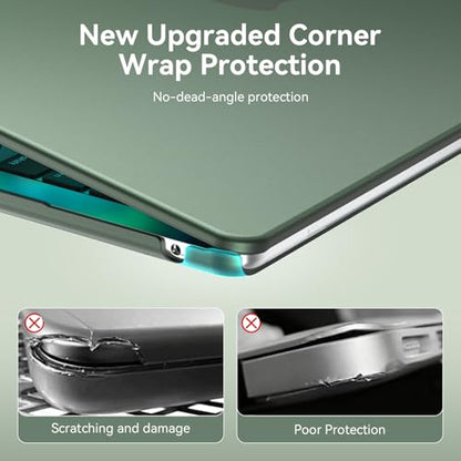 EooCoo Compatible with MacBook Air 15 inch Case M5 2026 2025 2024 2023 M4 M3 M2 Model A3448 A3241 A3114 A2941, Frosted Matte Finish, Stylish Protective Hard Shell Laptop Cover, Matte Midnight Green - color: Matte Midnight Green
