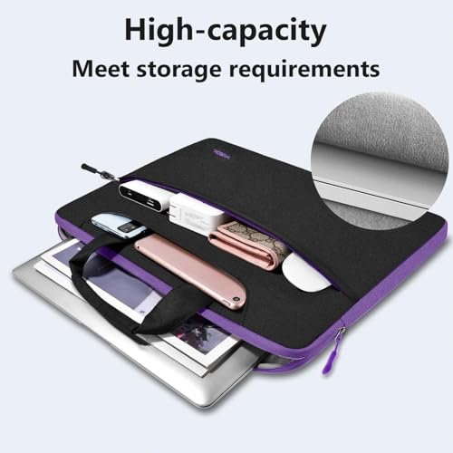 Hseok Laptop Shoulder Bag 15 15.6 16 Inch Briefcase,Compatible MacBook Pro/Neo 16",MacBook Air/Pro 15,XPS 15/16 and most 15.6-16 and Most 15-16 Notebooks,Spill-Resistant Handbag,Black Purple - color: Black Purple, size: 15-16 inch