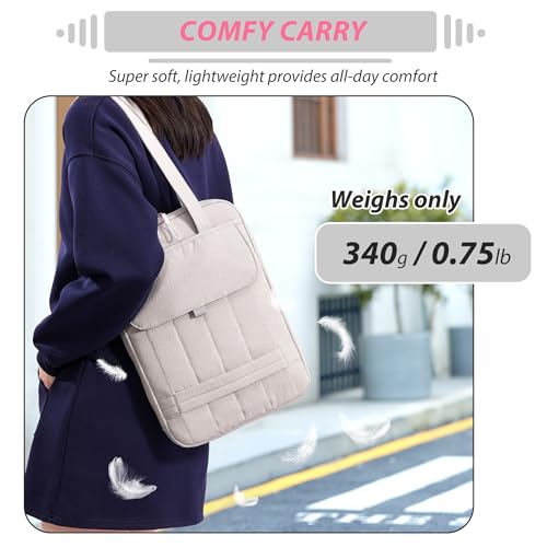 15.6 Inch Puffy Laptop Sleeve with Handle for Women Men, Gray | Compatible with Macbook Pro/Air/Neo Laptops, Laptop Case with Luggage Strap, Vertical Quilted Shoulder Bag for Travel Work - color: Gray