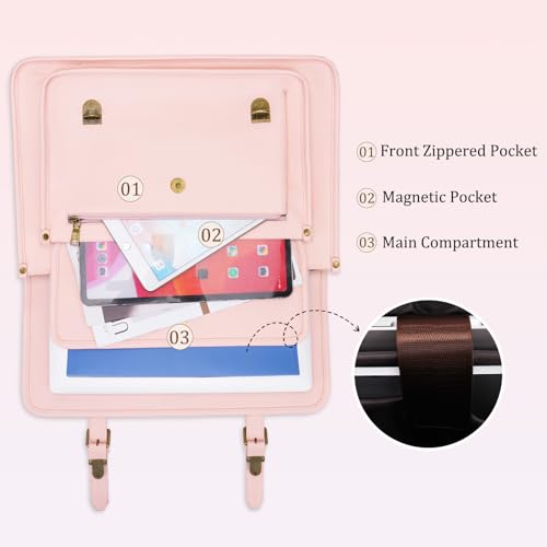 MOSISO 3 in 1 Laptop Bag, 15.6 inch PU Leather Shoulder Bag | Briefcase Messenger Satchel Laptop Backpack, 15-16 inch Computer Bags Handbag Bookbag, Pink - color: Pink, size: 15.6 inch