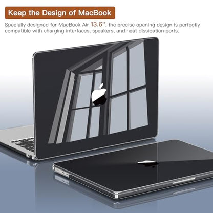 CISSOOK Hard Shell Case for MacBook Air 13.6inch A2681 M2 A3113 M3 Chip 2022-2024, Crystal Black, Includes Keyboard Cover, Screen Protector, Adapter & Camera Cover | 2026 2025 2024 2023 2022, 5in1 Set Hard Shell Case Keyboard Cover for MacBook Air 13.6 in