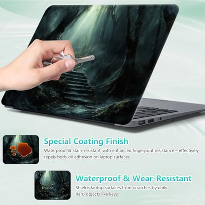 Laptop Skin Sticker Decal 12"-15.6" Universal Laptop/Notebook/Netbook Vinyl - Waterproof Scratch Resistant,Fits HP Dell Lenovo MacBook,2 Free Wrist Pads,Easy Apply & Remove,Black Forest - color: Black Forest