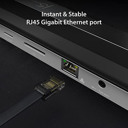 j5create USB-C 4K HDMI Docking Station (9-in-1), 4K HDMI, 5Gbps USB-A x3, Card Reader, PD 100W, Gigabit Ethernet, Combo Audio Jack, for MacBook, and Windows USB-C Laptop (JCD533)