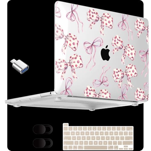MEEgoodo for M2 MacBook Pro 13 inch Case 2022 2021 2020,Crystal Cover Fit Model A2338 M2/M1 A2251 A2289,Clear Case for 13.3-inch Laptop,Hard Shell for MacBook Pro M2, Watercolor Bows - color: Watercolor Bows
