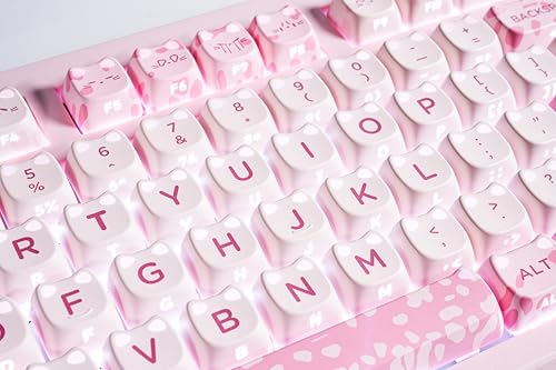 ZORNHER ZH980 Cat Mechanical Keyboard,95% Pink Creamy Keyboard with Number Pad,Cute Kawaii Mao Glowing Kitty Ear Keycaps,Creamy Sounding Linear Switches,Hot-Swappable,RGB Backlit - color: Sakura Paws, size: Creamy Switch