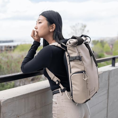 WANDRD PRVKE Rolltop 15L V4 Photography Bundle – Compact Travel Camera Backpack with Essential Camera Cube and Laptop Sleeve - color: Yuma Tan, size: 15L (Photography Bundle), style: Rolltop