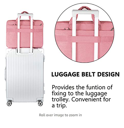 LANDICI Laptop Bag Case 17 17.3 inch for Women, Waterproof Computer Cover Bag Compatible with MacBook 17, 17-18 Inch HP Acer Dell ASUS Laptop, Slim Briefcase with Shoulder Strap, Pink - color: Pink, size: 17-17.3 Inch