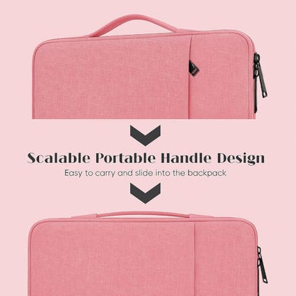 ProElife 13 Inch Laptop Sleeve for MacBook Neo, Retractable Handle, Pink | Precision Fit, Soft Inner Lining Padded, Anti-Scratch, Extra Attached Pocket, Travel Carry Laptop Bag for Home Office - color: Pink