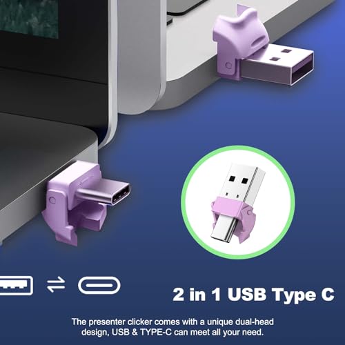 QUI Presenter Clicker USB A&C Bundle | Pen-Shaped Purple & Remote-Shaped Pink