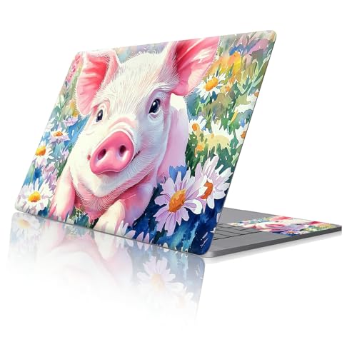 Reusable Universal Laptop Skin Sticker, Cut to Fit for 11.6–15.6 Inch Laptops, Waterproof Protective Film, No-Residue - Daisy Meadow Pig - color: Daisy Meadow Pig