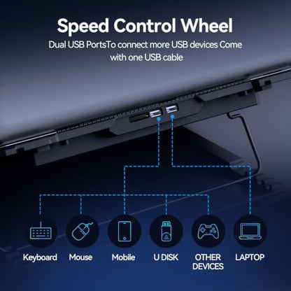 ICE COOREL Laptop Cooling Pad with 6 Cooling Fans, Cooling Pad for Laptop Fan 13-15.6 Inch, Laptop Cooler Stand with 6 Height Adjustable, Notebook Cooler Pad with Two USB Port - size: 6 Fans