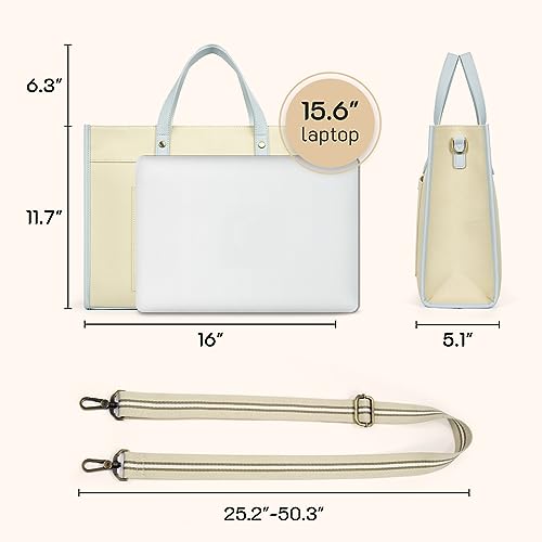 Missnine Laptop Tote Bag Canvas Laptop Bag 15.6 inch Work Shoulder Bags Casual Briefcase Handbag for Travel, Office, College (Light Blue) - color: Light Blue