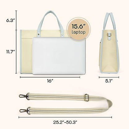Missnine Laptop Tote Bag Canvas Laptop Bag 15.6 inch Work Shoulder Bags Casual Briefcase Handbag for Travel, Office, College (Light Blue) - color: Light Blue