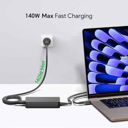 HKY 140W USB-C Power Adapter Supply GaN-based Ultra Compact PD3.1 for Avalon Nano 3 BTC Bitcoin Miner,Avalon Nano 3S Bitcoin Miner,eero PoE Gateway Wifi Route Replacement Canaan 28V 5A 140W PSU TP14A1