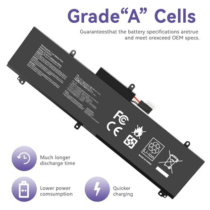 C41N1837 Laptop Battery for ASUS ROG Zephyrus G15 GA501I GA502 GA502D GA502DU GA502GU GA502IV GU502 GU502DU GX502GW GX532GV GU532GW GU502LU GU502LW GU502LV GX502LXS GX502GV GX502GW 0B200-03380100 - size: 11.3*3.81*0.5inch