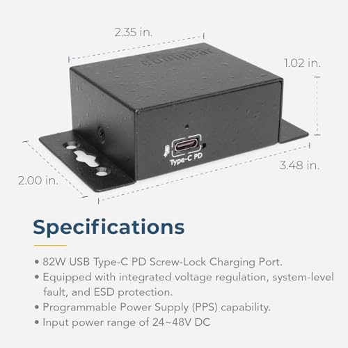 Coolgear ChargeIT Mini 82W USB-C PD Charger, 24-48V Wide Input Range, High-Speed Power Delivery with Advanced Safety Features - style: 82.0 Watts