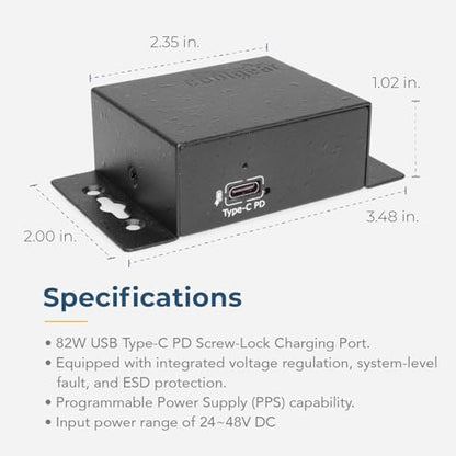 Coolgear ChargeIT Mini 82W USB-C PD Charger, 24-48V Wide Input Range, High-Speed Power Delivery with Advanced Safety Features - style: 82.0 Watts