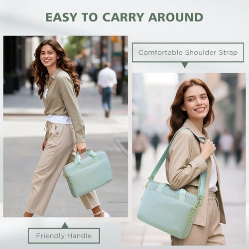 KIZUNA Laptop Sleeve Case 14 Inch Computer Shoulder Bag for 15" MacBook air M4 M3 M2/Lenovo IdeaPad Slim 3i/15 Surface Laptop 7 6/IdeaPad Flex 5/14" Yoga Slim Pro X/Studio 2/HP/Dell,Green - color: Green, size: 14 Inch