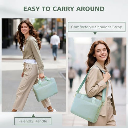 KIZUNA Laptop Sleeve Case 14 Inch Computer Shoulder Bag for 15" MacBook air M4 M3 M2/Lenovo IdeaPad Slim 3i/15 Surface Laptop 7 6/IdeaPad Flex 5/14" Yoga Slim Pro X/Studio 2/HP/Dell,Green - color: Green, size: 14 Inch