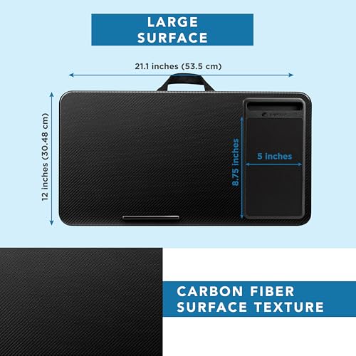 LAPGEAR Home Office Lap Desk – Black Carbon, Fits 15.6” Laptops - color: Black Carbon, size: Home Office W/Device Ledge
