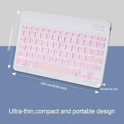 Backlit Bluetooth Keyboard Small Portable Wireless Keyboard Rechargeable Illuminated for Android Samsung Tablet Cell Phone Smartphone iPad A16 11th 10th Generation iPad Pro Air Mini iPhone (Pink) - color: Pink